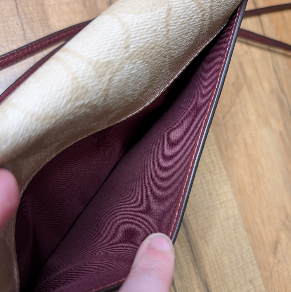 Anna Foldover Crossbody Clutch In Signature Canvas With Rexy By Guang Yu - Picture 10 of 14